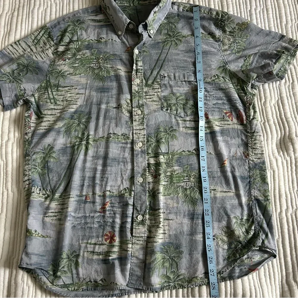 J. Crew Men’s Gray Hawaiian Tropical Beachy Short Sleeve Shirt Size Extra Large